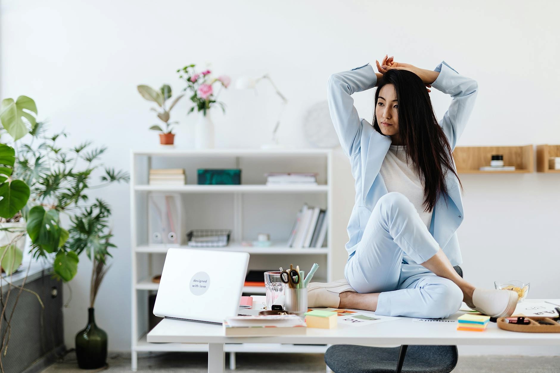 Entrepreneur balancing business and wellness habits